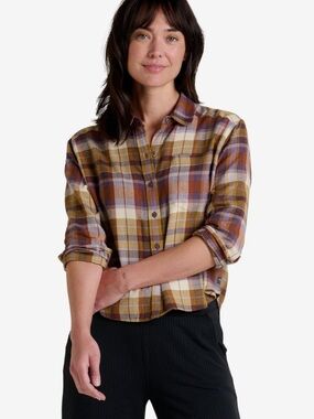 NWT TOAD&CO Re-Form Flannel Boxy Long Sleeve Shirt Aster Madras Size Small